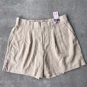 Express khaki cream tan pleated trouser shorts high waisted NWT